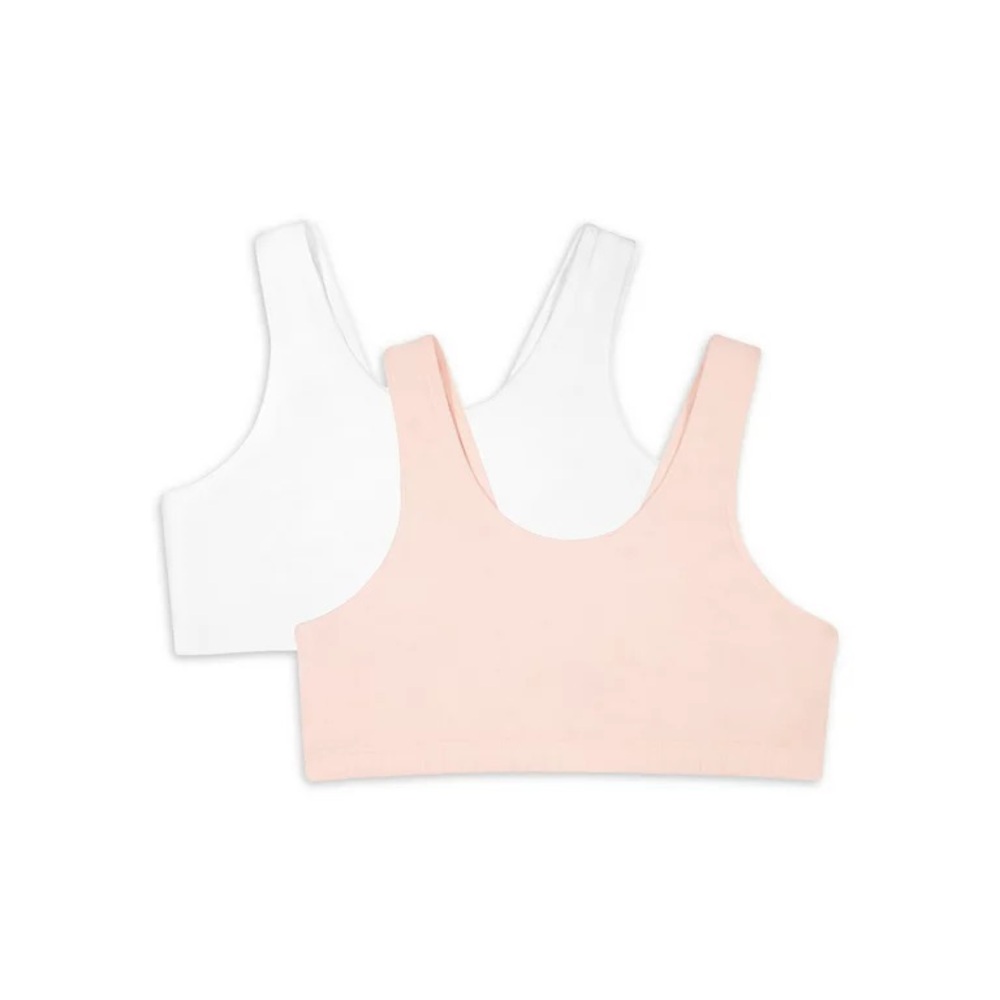 2-pack cotton NWT beginner sport bras, Rose / white, 1pc straps r NOT adjustable